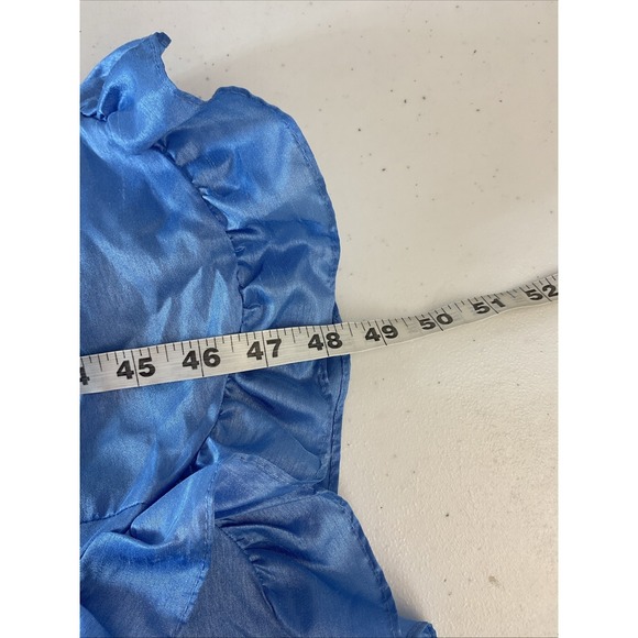 Anthropologie Hutch Twist-Front Puff-Sleeve Ruffle-Hem Midi Dress Sky Blue XS - Picture 12 of 13